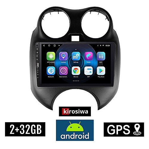 NISSAN MICRA (2010- 2016) Android οθόνη αυτοκίνητου 2GB με GPS WI-FI (ηχοσύστημα αφής 9" ιντσών OEM Youtube Playstore MP3 USB Radio Bluetooth Mirrorlink εργοστασιακή)