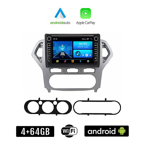 FORD MONDEO (2007 - 2010) Android οθόνη αυτοκίνητου 4+64GB με GPS WI-FI (ηχοσύστημα αφής 8" ιντσών 4GB CarPlay Android Auto Car Play Youtube Playstore MP3 USB Radio Bluetooth Mirrorlink εργοστασιακή, 4x60W, Navi)