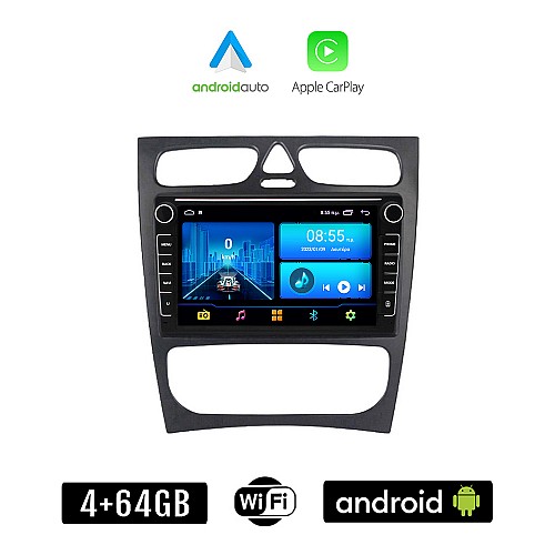 MERCEDES CLK (W209) 1999 - 2004 Android οθόνη αυτοκίνητου 4+64GB με GPS WI-FI (ηχοσύστημα αφής 8" ιντσών 4GB CarPlay Android Auto Car Play Youtube Playstore MP3 USB Radio Bluetooth Mirrorlink εργοστασιακή, 4x60W, Benz)