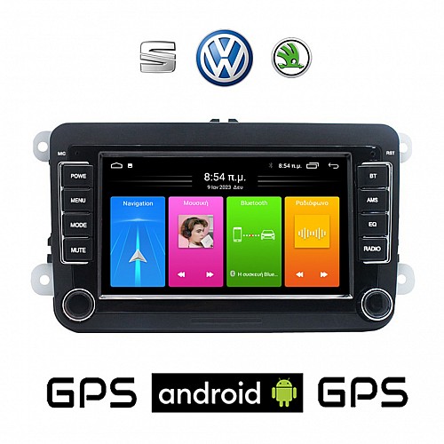 VW SKODA SEAT Android οθόνη αυτοκίνητου με GPS WI-FI Playstore Youtube (Volkswagen Golf Polo Passat Octavia Leon 7" MP3 USB Video Radio ΟΕΜ Bluetooth 7021A ηχοσύστημα OEM Mirrorlink)