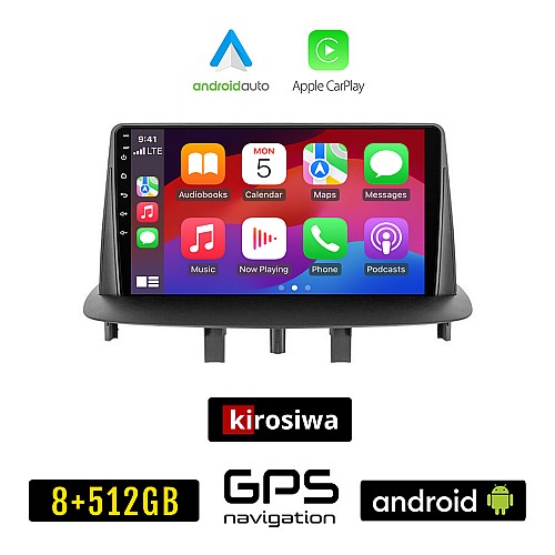 KIROSIWA RENAULT MEGANE 3 (2009-2014) Android οθόνη αυτοκίνητου 8GB + 256GB με GPS WI-FI (ηχοσύστημα αφής 9" ιντσών OEM Android Auto Apple Carplay Youtube Playstore MP3 USB Radio Bluetooth Mirrorlink εργοστασιακή, 4x60W, AUX)