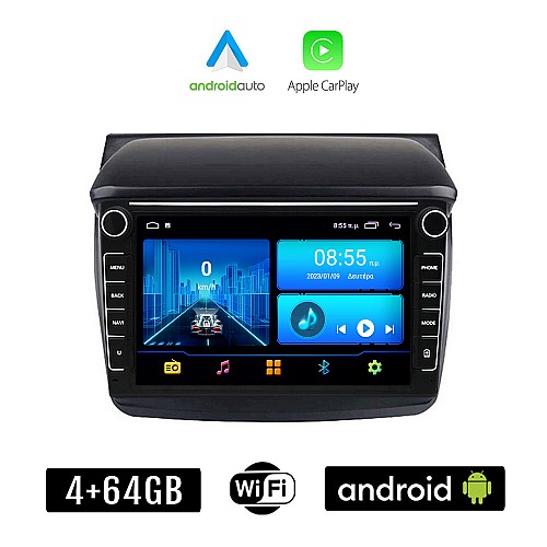 MITSUBISHI L200 (2006-2015) Android οθόνη αυτοκίνητου 4+64GB με GPS WI-FI (ηχοσύστημα αφής 8" ιντσών 4GB CarPlay Android Auto Car Play Youtube Playstore MP3 USB Radio Bluetooth Mirrorlink εργοστασιακή, 4x60W, Navi)