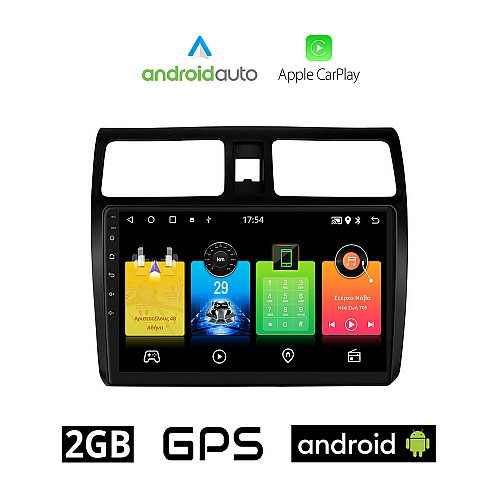 SUZUKI SWIFT (2005 - 2011) Android οθόνη αυτοκίνητου 2GB με GPS WI-FI (ηχοσύστημα αφής 10" ιντσών OEM Android Auto Apple Carplay Youtube Playstore MP3 USB Radio Bluetooth Mirrorlink εργοστασιακή, 4x60W)