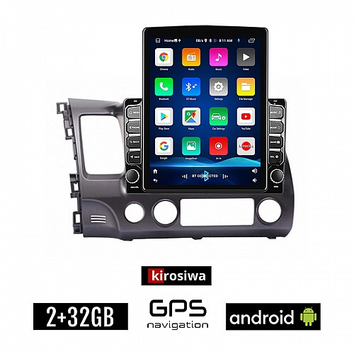 KIROSIWA HONDA CIVIC 4D (2006 - 2012) Android οθόνη αυτοκίνητου 2GB με GPS WI-FI (ηχοσύστημα αφής 9.7" ιντσών OEM Youtube Playstore MP3 USB Radio Bluetooth Mirrorlink εργοστασιακή, 4x60W, AUX)