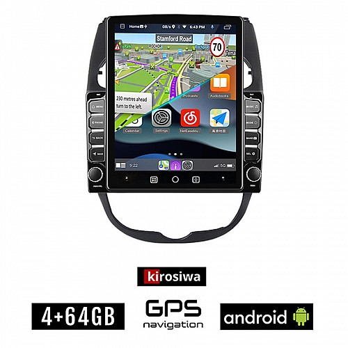 KIROSIWA PEUGEOT 206 (1998 - 2006) Android οθόνη αυτοκίνητου 4GB με GPS WI-FI (ηχοσύστημα αφής 9.7" ιντσών OEM Youtube Playstore MP3 USB Radio 4+64GB Bluetooth Mirrorlink εργοστασιακή, 4x60W, AUX)