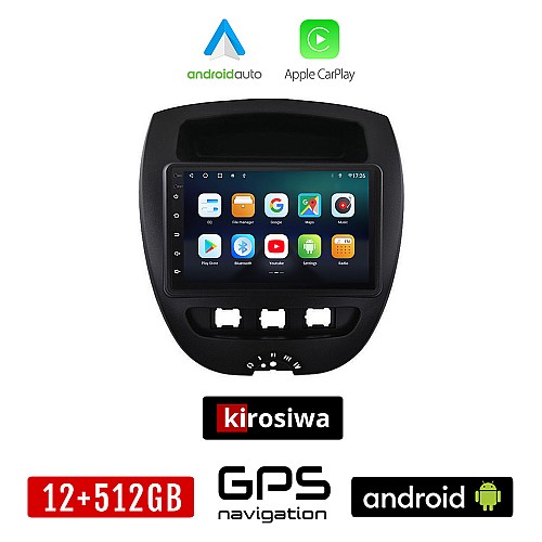 KIROSIWA TOYOTA AYGO (2005 - 2014) Android οθόνη αυτοκίνητου 12GB + 512GB με GPS WI-FI (ηχοσύστημα αφής 7" ιντσών OEM Android Auto Apple Carplay Youtube Playstore MP3 USB Radio Bluetooth Mirrorlink εργοστασιακή 4x60W spotify)