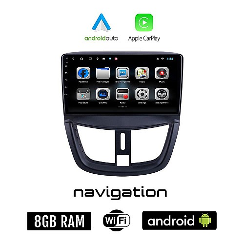 PEUGEOT 207 (μετά το 2007) Android οθόνη αυτοκίνητου 8GB + 128GB με GPS WI-FI (ηχοσύστημα αφής 9" ιντσών OEM Android Auto Apple Carplay Youtube Playstore MP3 USB Radio Bluetooth Mirrorlink εργοστασιακή, 4x60W)