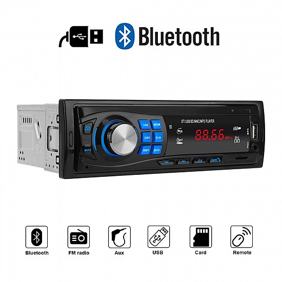Radio USB με Bluetooth MP3 μικρόφωνο (1-DIN OEM universal ηχοσύστημα ραδιόφωνο αυτοκινήτου 1DIN radioUSB ράδιο SD Card microSD 4 x 60 Watt ανοιχτή ακρόαση 1 DIN 4x60W lcd ενισχυτής οθόνη) GR8013