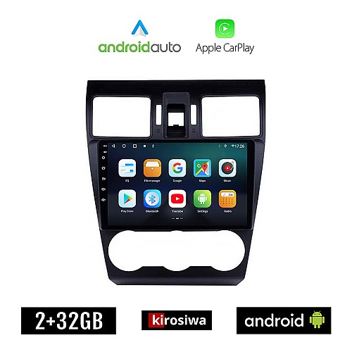 KIROSIWA SUBARU IMPREZA (μετά το 2013) Android οθόνη αυτοκίνητου 2GB με GPS WI-FI (ηχοσύστημα αφής 9" ιντσών OEM Android Auto Apple Carplay Youtube Playstore MP3 USB Radio Bluetooth Mirrorlink εργοστασιακή, 4x60W, AUX)