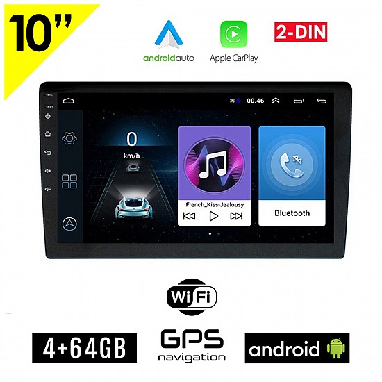 Android 10 ιντσών οθόνη αυτοκινήτου 4GB με GPS (Android Auto Apple Carplay ηχοσύστημα WI-FI Youtube USB 2DIN MP3 MP5 Bluetooth Mirrorlink 4x60W Universal)