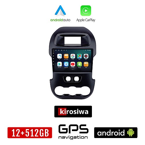 KIROSIWA FORD RANGER 2011-2015 Android οθόνη αυτοκίνητου 12GB + 512GB με GPS WI-FI (ηχοσύστημα αφής 9" ιντσών OEM Android Auto Apple Carplay Youtube Playstore MP3 USB Radio Bluetooth Mirrorlink εργοστασιακή, 4x60W, AUX)