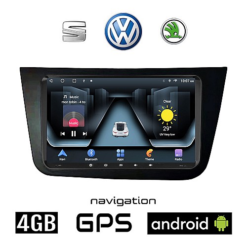 SEAT TOLEDO (2004-2009) Android οθόνη αυτοκίνητου 4GB με GPS WI-FI (ηχοσύστημα αφής 9" ιντσών Apple Carplay Android Auto OEM Youtube Playstore MP3 USB Radio Bluetooth Mirrorlink εργοστασιακή, 4x60W, μαύρο)