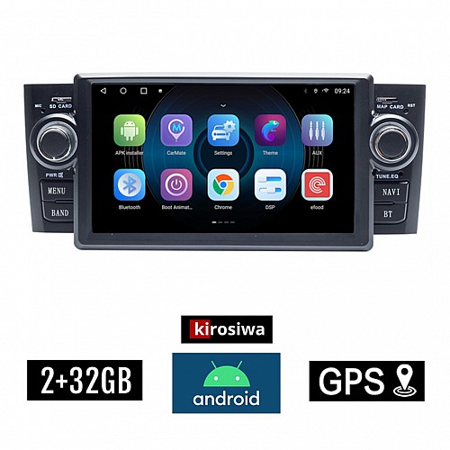 KIROSIWA 2+32GB FIAT LINEA (2007-2017) Android οθόνη αυτοκίνητου με GPS WI-FI DSP (ηχοσύστημα αφής 6.1" ιντσών OEM 2GB Youtube Playstore Spotify MP3 USB Radio Bluetooth 4x60W Mirrorlink navi πλοηγός εργοστασιακού τύπου)