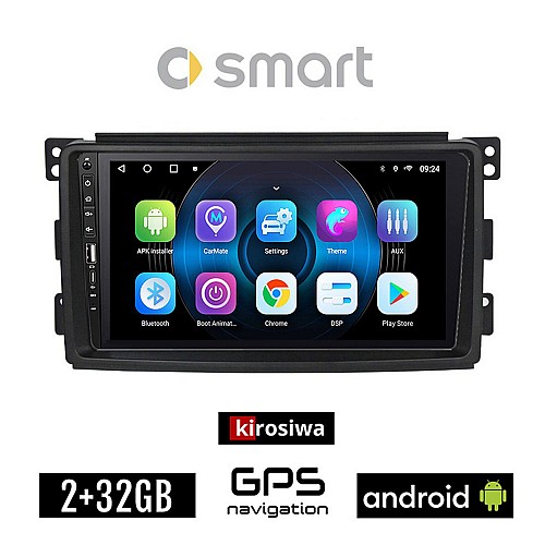 SMART FORFOUR (2004-2007) Android οθόνη αυτοκίνητου 2GB με GPS WI-FI (ηχοσύστημα αφής 9" ιντσών OEM Youtube Playstore MP3 USB Bluetooth Mirrorlink fortwo 4x60W Radio) WR7078345