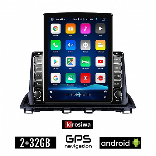 KIROSIWA MAZDA 3 (μετά το 2014) Android οθόνη αυτοκίνητου 2GB με GPS WI-FI (ηχοσύστημα αφής 9.7" ιντσών OEM Youtube Playstore MP3 USB Radio Bluetooth Mirrorlink εργοστασιακή, 4x60W, AUX)