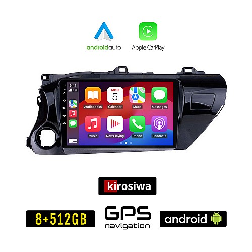 KIROSIWA TOYOTA HILUX (μετά το 2017) Android οθόνη αυτοκίνητου 8GB + 256GB με GPS WI-FI (ηχοσύστημα αφής 10" ιντσών OEM Android Auto Apple Carplay Youtube Playstore MP3 USB Radio Bluetooth Mirrorlink εργοστασιακή, 4x60W, AUX)