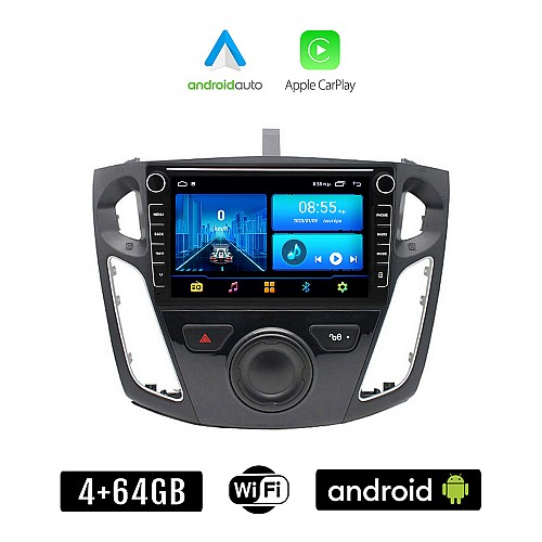 FORD FOCUS 2011 - 2018 Android οθόνη αυτοκίνητου 4+64GB με GPS WI-FI (ηχοσύστημα αφής 8" ιντσών 4GB CarPlay Android Auto Car Play Youtube Playstore MP3 USB Radio Bluetooth Mirrorlink εργοστασιακή, 4x60W, Navi)
