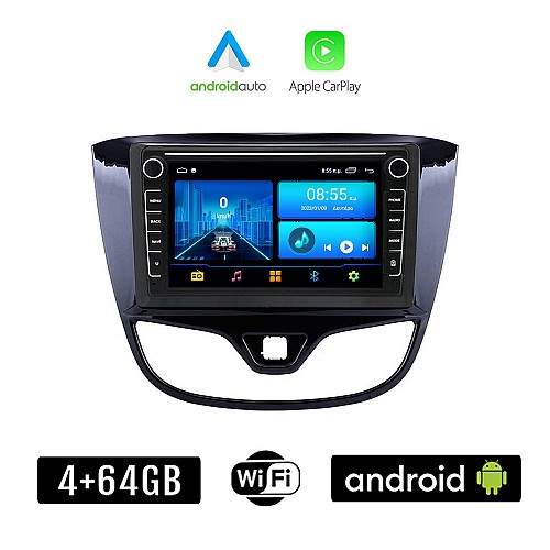 OPEL KARL (2014 - 2019) Android οθόνη αυτοκίνητου 4+64GB με GPS WI-FI (ηχοσύστημα αφής 8" ιντσών 4GB CarPlay Android Auto Car Play Youtube Playstore MP3 USB Radio Bluetooth Mirrorlink εργοστασιακή, 4x60W, Navi)