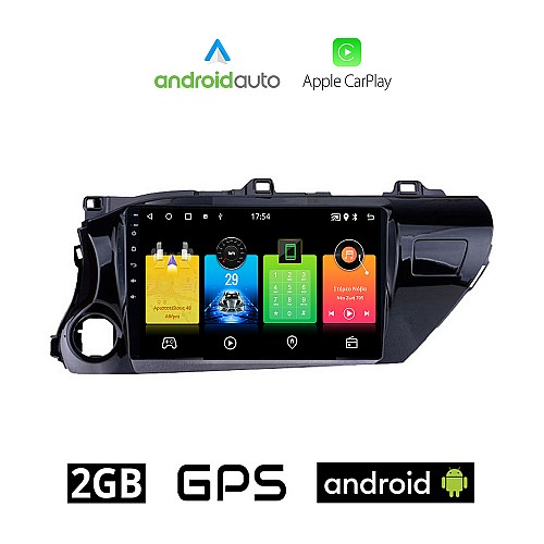 TOYOTA HILUX (μετά το 2017) Android οθόνη αυτοκίνητου 2GB με GPS WI-FI (ηχοσύστημα αφής 10" ιντσών OEM Android Auto Apple Carplay Youtube Playstore MP3 USB Radio Bluetooth Mirrorlink εργοστασιακή, 4x60W, AUX)