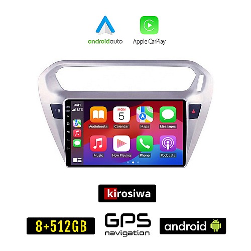 KIROSIWA CITROEN ELYSEE (μετά το 2012) Android οθόνη αυτοκίνητου 8GB + 256GB με GPS WI-FI (ηχοσύστημα αφής 9" ιντσών OEM Android Auto Apple Carplay Youtube Playstore MP3 USB Radio Bluetooth Mirrorlink εργοστασιακή, 4x60W, AUX)