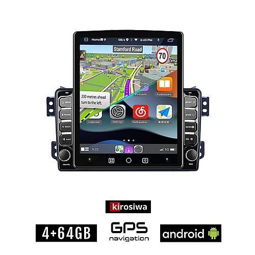 KIROSIWA SUZUKI SPLASH (μετά το 2008) Android οθόνη αυτοκίνητου 4GB με GPS WI-FI (ηχοσύστημα αφής 9.7" ιντσών OEM Youtube Playstore MP3 USB Radio 4+64GB Bluetooth Mirrorlink εργοστασιακή 4x60W, AUX)