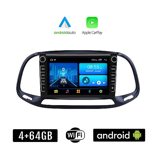 FIAT DOBLO (μετά το 2015) Android οθόνη αυτοκίνητου 4+64GB με GPS WI-FI (ηχοσύστημα αφής 8" ιντσών 4GB CarPlay Android Auto Car Play Youtube Playstore MP3 USB Radio Bluetooth Mirrorlink εργοστασιακή, 4x60W, Navi)
