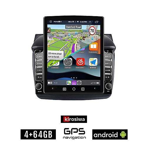 KIROSIWA MITSUBISHI L200 (2006-2015) Android οθόνη αυτοκίνητου 4GB με GPS WI-FI (ηχοσύστημα αφής 9.7" ιντσών OEM Youtube Playstore MP3 USB Radio 4+64GB Bluetooth Mirrorlink εργοστασιακή, 4x60W, AUX)