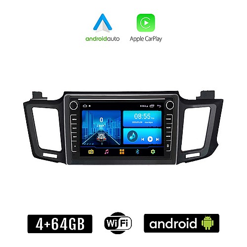 TOYOTA RAV4 (2013 - 2019) Android οθόνη αυτοκίνητου 4+64GB με GPS WI-FI (ηχοσύστημα αφής 8" ιντσών 4GB CarPlay Android Auto Car Play RAV 4 Youtube Playstore MP3 USB Radio Bluetooth Mirrorlink εργοστασιακή, 4 x 60W)