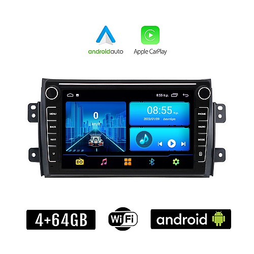 SUZUKI SX4 (2005-2013) Android οθόνη αυτοκίνητου 4+64GB με GPS WI-FI (ηχοσύστημα αφής 8" ιντσών 4GB CarPlay Android Auto Car Play Youtube Playstore MP3 USB Radio Bluetooth Mirrorlink εργοστασιακή, Navi, 4x60W)