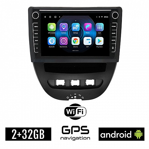 PEUGEOT 107 (2005 - 2014) Android οθόνη αυτοκίνητου 2GB με GPS WI-FI (ηχοσύστημα αφής 8" ιντσών OEM Youtube Playstore MP3 USB Radio Bluetooth Mirrorlink εργοστασιακή, 4x60W, Navi)