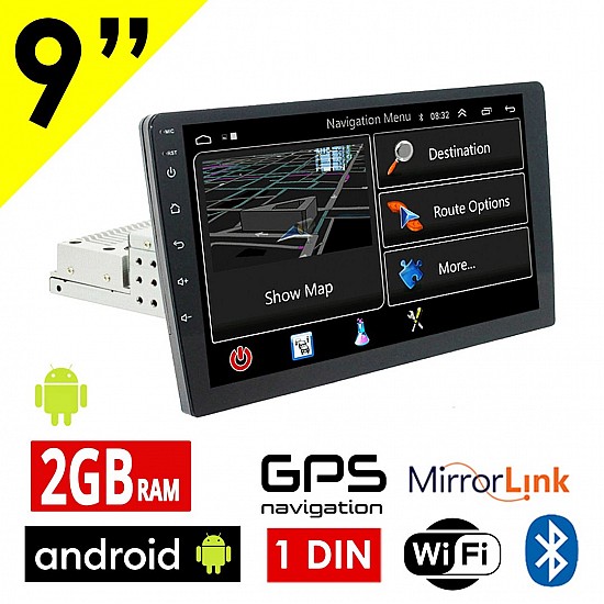 1-DIN Android (2GB RAM) οθόνη αυτοκινήτου 9 ιντσών με GPS (Playstore WI-FI Youtube USB 1DIN MP3 MP5 Bluetooth Mirrorlink Universal 4x60W πλοήγηση ηχοσύστημα) R92
