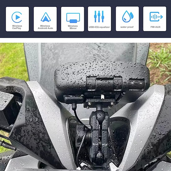 Μοτοσυκλέτας αδιάβροχη οθόνη αφής 5 ιντσών με Apple CarPlay, GPS πλοήγηση, Bluetooth και Android Auto (navi ασύρματη Car Play wireless navigation μηχανής παπάκι σκουτεράκι σκούτερ scooter moto motorcycle Ελληνικός πλοηγός μοτοσυκλέτα)