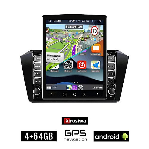 KIROSIWA Volkswagen VW PASSAT (μετά το 2016) Android οθόνη αυτοκίνητου 4GB με GPS WI-FI (ηχοσύστημα αφής 9.7" ιντσών OEM Youtube Playstore MP3 USB Radio 4+64GB Bluetooth Mirrorlink, 4x60W, AUX)