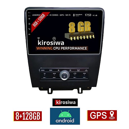 KIROSIWA 8GB + 128GB FORD MUSTANG (2010 - 2015) Android οθόνη αυτοκίνητου με GPS WI-FI (ηχοσύστημα αφής 9" ιντσών OEM Youtube Playstore MP3 USB Radio Bluetooth Mirrorlink DSP Apple Carplay Android Auto 4G Sim Card 4x60W, AUX) AC-43915