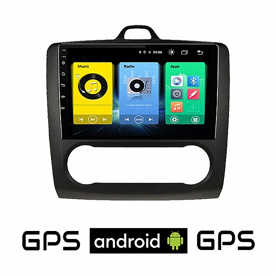 FORD FOCUS (2005 - 2011) *Με αυτόματο κλιματισμό Android οθόνη αυτοκίνητου με GPS WI-FI (ηχοσύστημα αφής 9 ιντσών OEM Youtube Playstore MP3 USB Radio Bluetooth Mirrorlink εργοστασιακή, 4x60W, AUX, μαύρο) FR338
