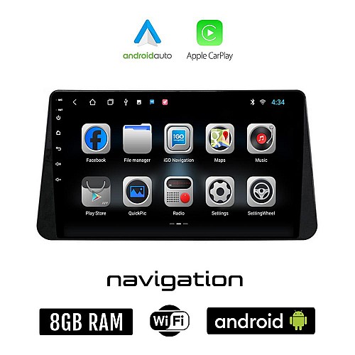 NISSAN MICRA (μετά το 2017) Android οθόνη αυτοκίνητου 8GB + 128GB με GPS WI-FI (ηχοσύστημα αφής 10" ιντσών OEM Android Auto Apple Carplay Youtube Playstore MP3 USB Radio Bluetooth Mirrorlink εργοστασιακή, 4x60W)