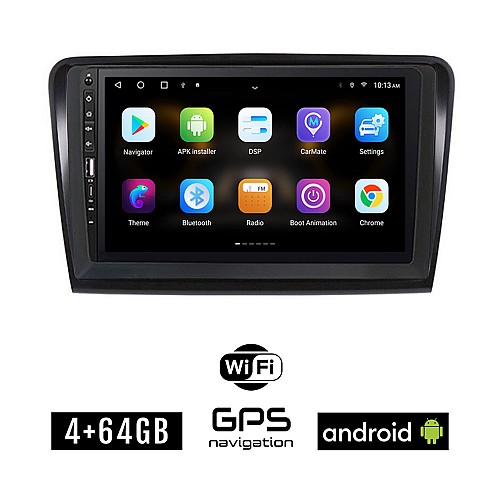 SKODA SUPERB (2008 - 2015) Android οθόνη αυτοκίνητου 4GB με GPS WI-FI (ηχοσύστημα αφής 9" ιντσών OEM Youtube Playstore MP3 USB Radio Bluetooth Mirrorlink εργοστασιακή, 4x60W, Navi)