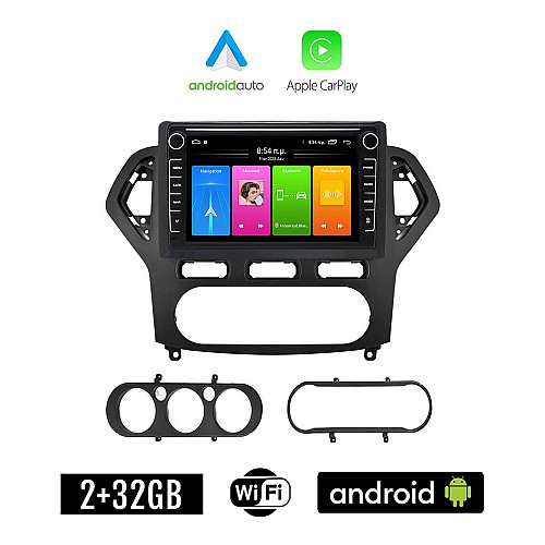 FORD MONDEO (2007 - 2010) Android οθόνη αυτοκίνητου 2GB με GPS WI-FI (ηχοσύστημα αφής 8" ιντσών Apple CarPlay Android Auto Car Play Youtube Playstore MP3 USB Radio Bluetooth Mirrorlink εργοστασιακή, 4x60W, Navi, μαύρο)