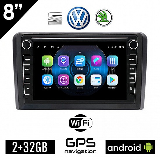 VW SKODA SEAT Android (2GB) οθόνη αυτοκίνητου 8 GPS WI-FI (Playstore Youtube Golf V 5 6 Polo Passat Octavia Leon Volkswagen MP3 USB Radio ΟΕΜ Bluetooth ηχοσύστημα OEM Mirrorlink)