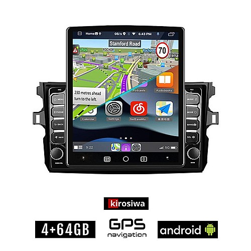 KIROSIWA TOYOTA COROLLA (2006 - 2012) Android οθόνη αυτοκίνητου 4GB με GPS WI-FI ( TOYOTA ηχοσύστημα αφής 9.7" ιντσών OEM Youtube Playstore MP3 USB Radio 4+64GB Bluetooth Mirrorlink  εργοστασιακή, 4 x 60W AUX)