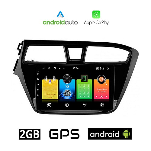 HYUNDAI i20 (2014 - 2019) Android οθόνη αυτοκίνητου 2GB με GPS WI-FI (ηχοσύστημα αφής 9" ιντσών OEM Android Auto Apple Carplay Youtube Playstore MP3 USB Radio Bluetooth Mirrorlink εργοστασιακή, 4x60W, AUX)