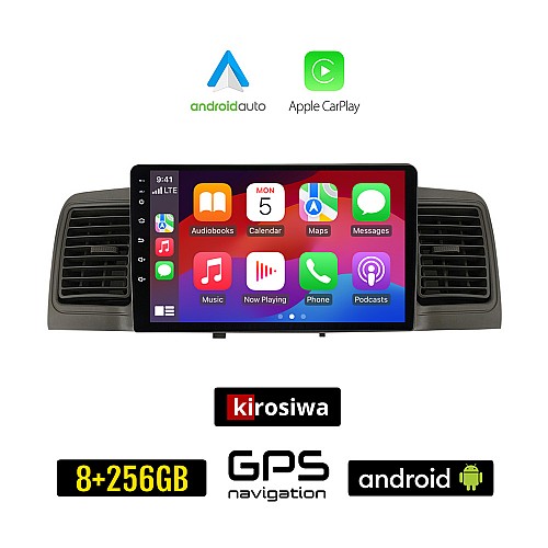 KIROSIWA TOYOTA COROLLA (2000 - 2007) Android οθόνη αυτοκίνητου 8GB + 256GB με GPS WI-FI με αεραγωγούς (ηχοσύστημα αφής 9" ιντσών Android Auto Apple Carplay Youtube Playstore MP3 USB Radio Bluetooth Mirrorlink εργοστασιακή AUX 4x60W)