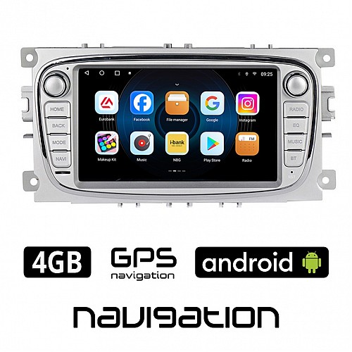 FORD GALAXY (2007 - 2014) 4GB Android οθόνη αυτοκίνητου με GPS WI-FI (Youtube Playstore 64GB ROM RAM ηχοσύστημα αφής 7" ιντσών OEM MP3 USB Bluetooth Mirrorlink εργοστασιακή silver ασημί) FR75-4GB