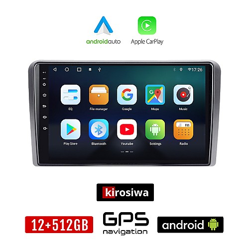 KIROSIWA OPEL Android για CORSA C D, ASTRA H G, VECTRA ZAFIRA ANTARA οθόνη αυτοκίνητου 12GB + 512GB με GPS WI-FI (ηχοσύστημα αφής 9" ιντσών Auto Apple Carplay Youtube Playstore MP3 USB Bluetooth εργοστασιακή 4x60W OEM, γκρί)