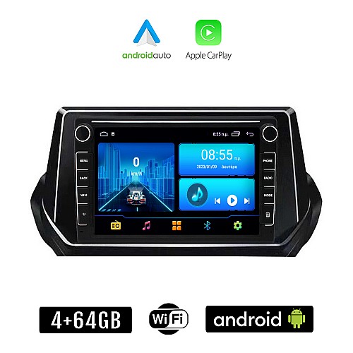PEUGEOT 208 - 2008 (μετά το 2020) Android οθόνη αυτοκίνητου 4+64GB με GPS WI-FI (ηχοσύστημα αφής 8" ιντσών 4GB CarPlay Android Auto Car Play Youtube Playstore MP3 USB Radio Bluetooth Mirrorlink εργοστασιακή, 4x60W, Navi)