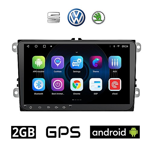 VW SKODA SEAT Android 2GB οθόνη αφής 9" GPS WI-FI (Bluetooth VOLKSWAGEN Playstore Spotify Youtube MP3 USB χειριστήρια τιμονιού αντάπτορας αυτοκίνητου φίσα Radio ΟΕΜ group VAG 4x60W universal) BMT1854K41