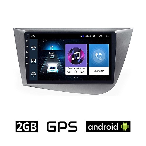 SEAT LEON (2005-2011) Android οθόνη αυτοκίνητου 2GB με GPS WI-FI (ηχοσύστημα αφής 9" ιντσών OEM Youtube Playstore MP3 USB Radio Bluetooth Mirrorlink εργοστασιακή, 4x60W, AUX, ασημί)