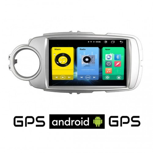 TOYOTA YARIS (2011 - 2020) Android οθόνη αυτοκίνητου με GPS WI-FI (ηχοσύστημα αφής 9" ιντσών OEM Youtube Playstore MP3 USB Radio Bluetooth Mirrorlink εργοστασιακή, ασημί, 4x60W, AUX) TO632