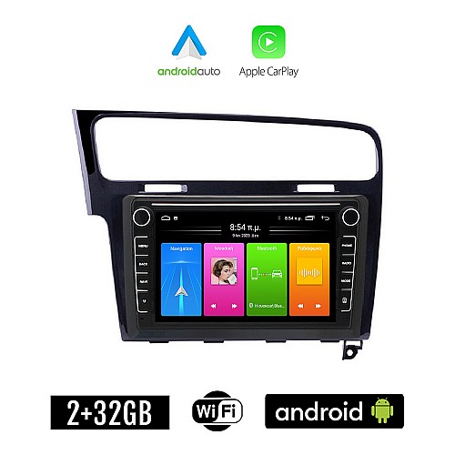 VOLKSWAGEN VW GOLF 7 (μετά το 2013) Android οθόνη αυτοκίνητου 2GB με GPS WI-FI (ηχοσύστημα αφής 8" ιντσών Apple CarPlay Android Auto Car Play Youtube Playstore MP3 USB Radio Bluetooth Mirrorlink, 4x60W, μαύρο)