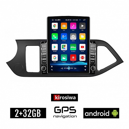 KIROSIWA KIA PICANTO (2011 - 2017) Android οθόνη αυτοκίνητου 2GB με GPS WI-FI (ηχοσύστημα αφής 9.7" ιντσών OEM Youtube Playstore MP3 USB Radio Bluetooth Mirrorlink εργοστασιακή, 4x60W, AUX)